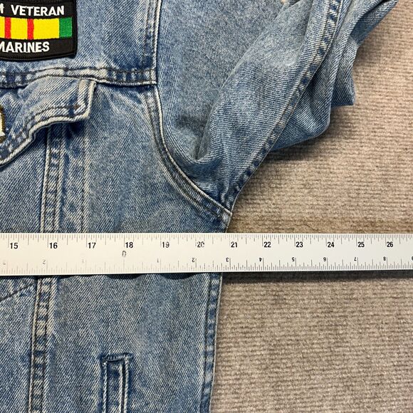 Harley-Davidson Denim Jacket Adult Small Button Up USMC Vietnam Veteran Patch - Picture 10 of 16